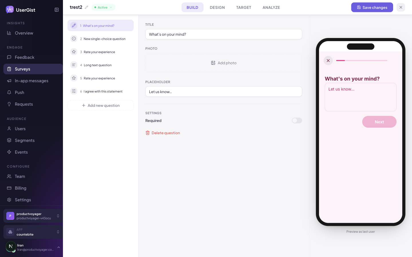 Survey composer — Build stage.